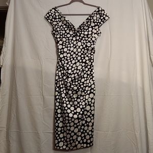 Black & off white multi size dots dress